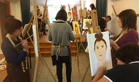 workshop teambuilding, portret schilderen voor bedrijf in Leuven in België