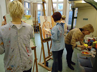 workshop naaktmodel schilderen tijdens een vrijgezellenfeest op het atelier van Twan de Vos in Wageningen